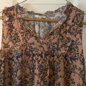 PLEIONE TAUPE/BLUSH FLORAL HIGH LOW BOHO TOP SMALL